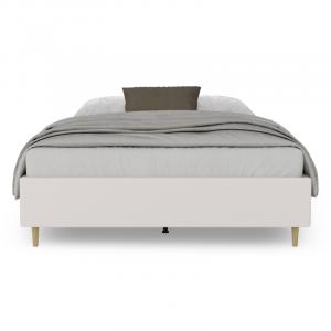 Łóżko tapicerowane Easy Box 140x200 cm ze stelażem i pojemnikiem, szarobeżowe, welurowe