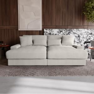 Sofa do salonu Happy, szara, sztruks