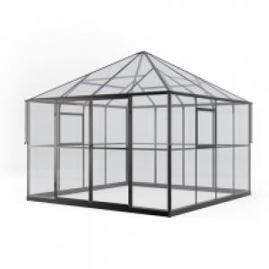 Oranżeria ogrodowa ProGlass Gazebo Compact z fundamentem 8,2 m² szkło hartowane 4 mm, aluminium, czarna