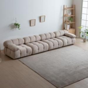 Sofa modułowa Fluf 4-częściowa, beżowa, welur