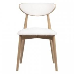 Krzesło drewniane do jadalni Diuna ll, białe/dąb sonoma, boucle