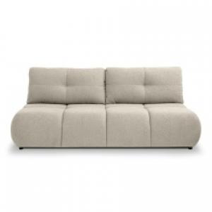Sofa z funkcją spania i pojemnikiem Milo, beżowa, boucle, obłe kształty