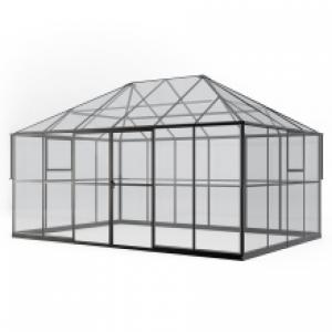 Oranżeria ogrodowa ProGlass Gazebo Standard z fundamentem 12 m² szkło hartowane 4 mm, aluminium, czarna