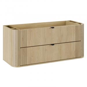 Szafka pod umywalkę Ovalia 120 cm, ryflowana, zaokrąglona, Dąb Cremona