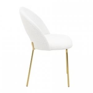 Krzesło tapicerowane Eva do jadalni białe/złote nóżki