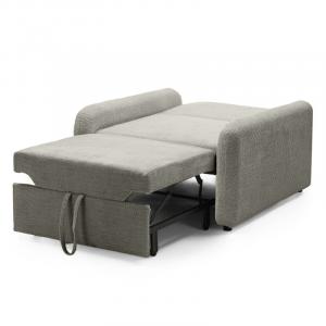Sofa z funkcją spania Luno, brązowoszara, boucle, obłe kształty