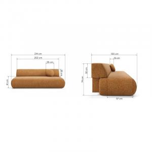 Sofa z funkcją spania i pojemnikiem Puente, miedziana, obłe kształty