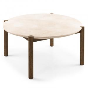 OU-1515 Stół do jadalni Bruna, 150 cm, okrągły, dąb mocha/marmur cream