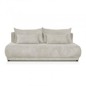 Sofa z funkcją spania i pojemnikiem Bari, szarobeżowa, obłe kształty