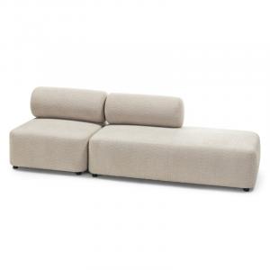 Sofa modułowa Moso, beżowa, prawostronna, zaokrąglona