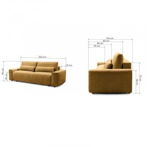 Sofa z funkcją spania i pojemnikiem Mochi, musztardowa