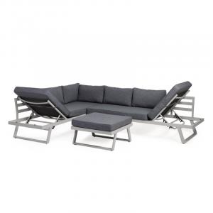 OU-1558 Narożnik ogrodowy ze stolikiem Lafoole Lunge, spun poly, jasnoszary