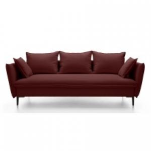 Sofa rozkładana Gloss z pojemnikiem, welurowa, burgund