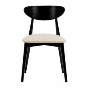 Krzesło drewniane do jadalni Diuna, jasnobeżowe/czarne