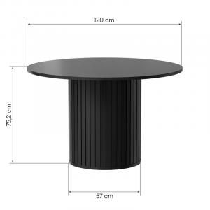 Stół do jadalni Foldo 120 cm, lamele, okrągły, czarny