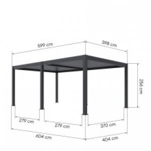 Wolnostojąca pergola ogrodowa Lumera z aluminium, 4x6 m, bioklimatyczna, oświetlenie LED, elektryczna, antracytowa