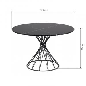 OU-1664 Stół do jadalni Niut 120 cm, okrągły, czarny marmur