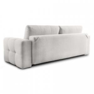 Sofa rozkładana Lussi z pojemnikiem, biała, boucle