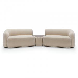 Sofa modułowa Nobo, puf z blatem, zaokrąglona, Orzech Warmia