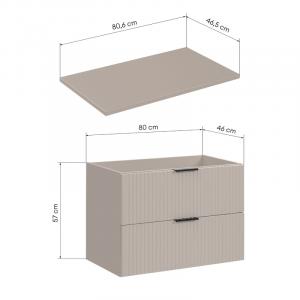 Zestaw Adel szafka pod umywalkę i blat 80 cm, kaszmir
