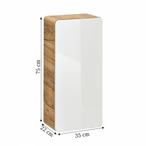 OU-1536 Szafka łazienkowa wisząca Aruba 75x35x22 cm biały bianco/dąb craft złoty