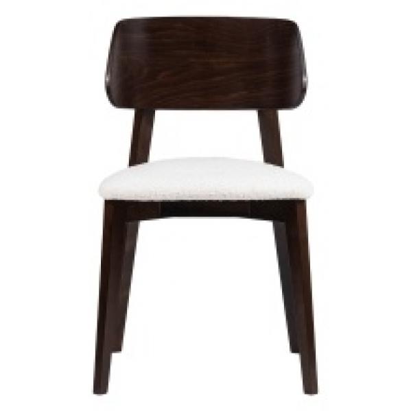 Krzesło drewniane do jadalni Sherris, białe/orzech, boucle