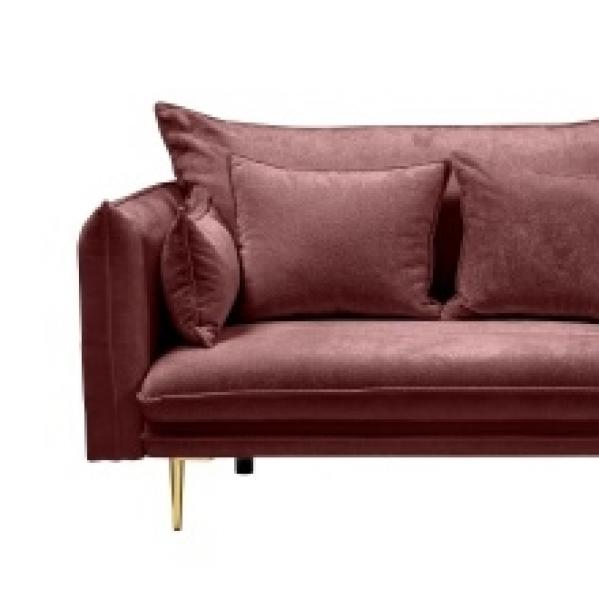 Sofa do salonu Glam bordowa/złote nóżki
