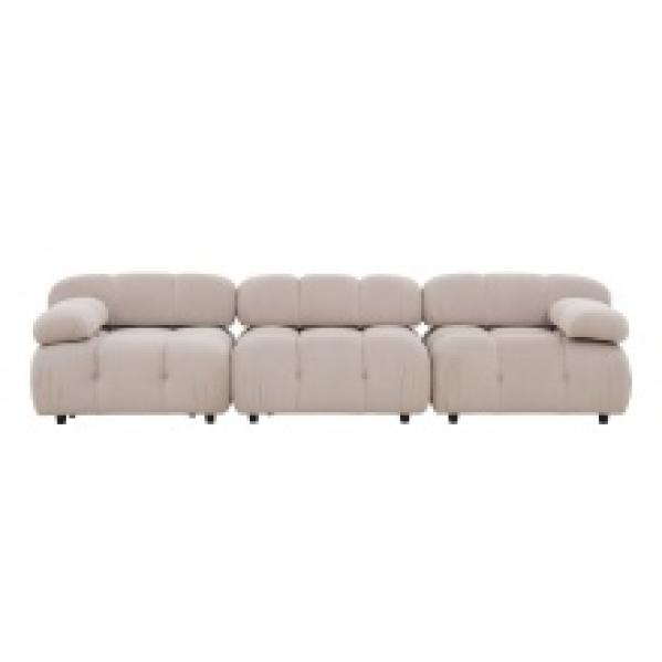 Sofa modułowa Fluf 3-częściowa, beżowa, welur