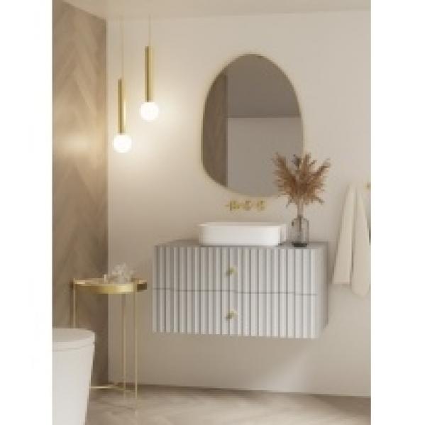 Szafka pod umywalkę nablatową Lore 80 cm, frezowany front, szara
