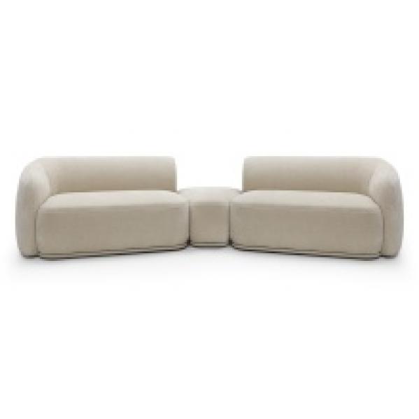Sofa modułowa z pufem Nobo, obłe kształty