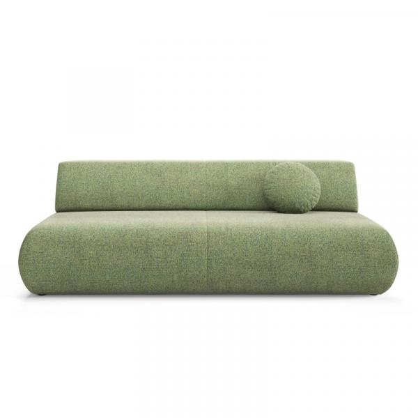 Sofa z funkcją spania i pojemnikiem Puente, zielona, obłe kształty