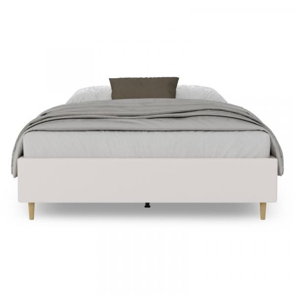 Łóżko tapicerowane Easy Box 180x200 cm ze stelażem i pojemnikiem, szarobeżowe, welurowe