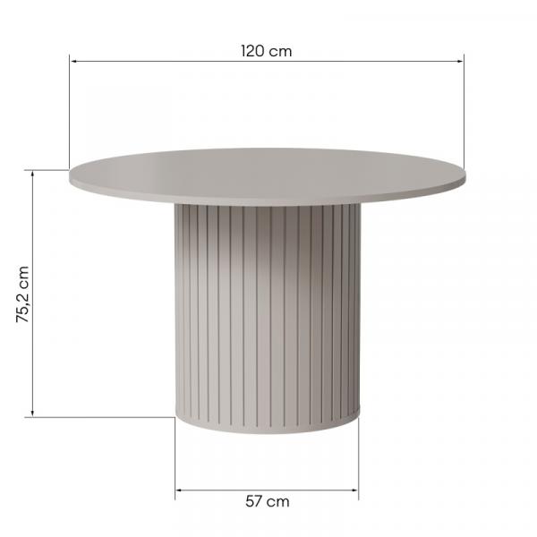 Stół do jadalni Foldo 120 cm, lamele, okrągły, kaszmirowy