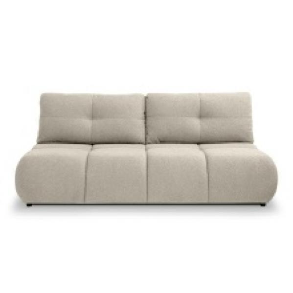 Sofa z funkcją spania i pojemnikiem Milo, beżowa, boucle, obłe kształty