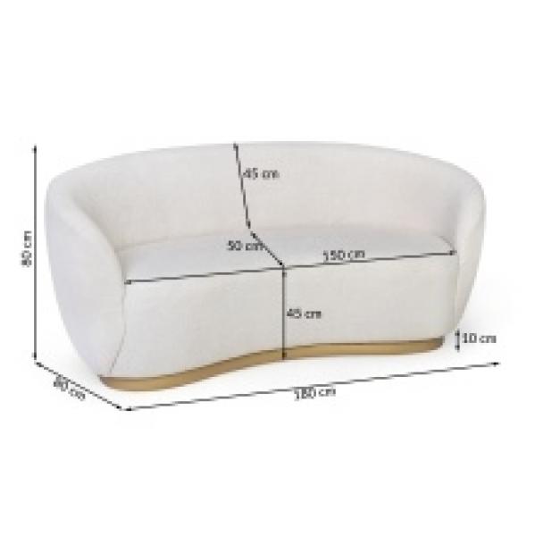 Sofa dwuosobowa Organica beżowa/złota podstawa, boucle