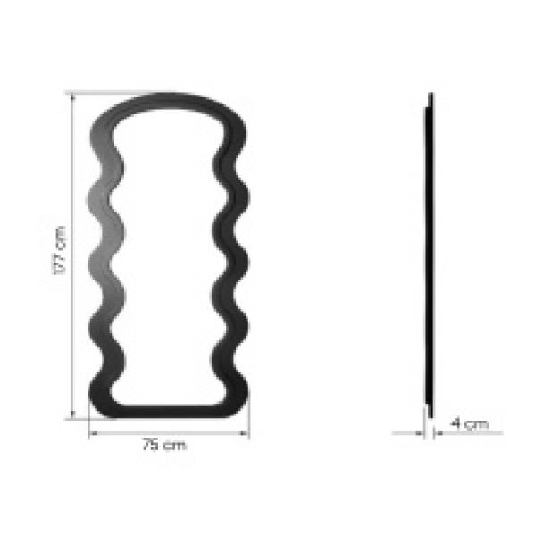 Dekoracyjne lustro wiszące w drewnianej ramie Vale 177x75 cm, organiczny kształt, czarne