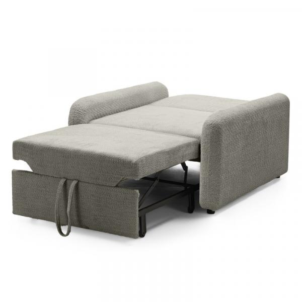 Sofa z funkcją spania Luno, brązowoszara, boucle, obłe kształty