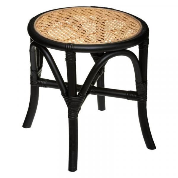 Taboret rattanowy Kamari czarny/naturalny