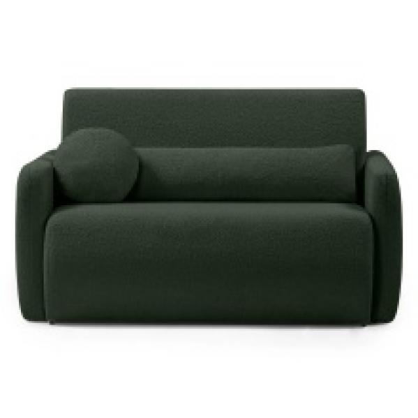 Sofa z funkcją spania i pojemnikiem Diosa, ciemnozielona, boucle