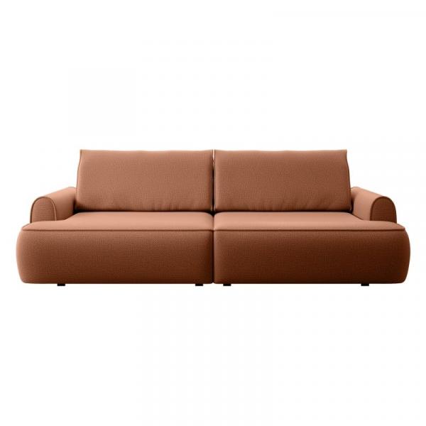 Sofa z funkcją spania i dwoma pojemnikami Onega, miedziana, obłe kształty