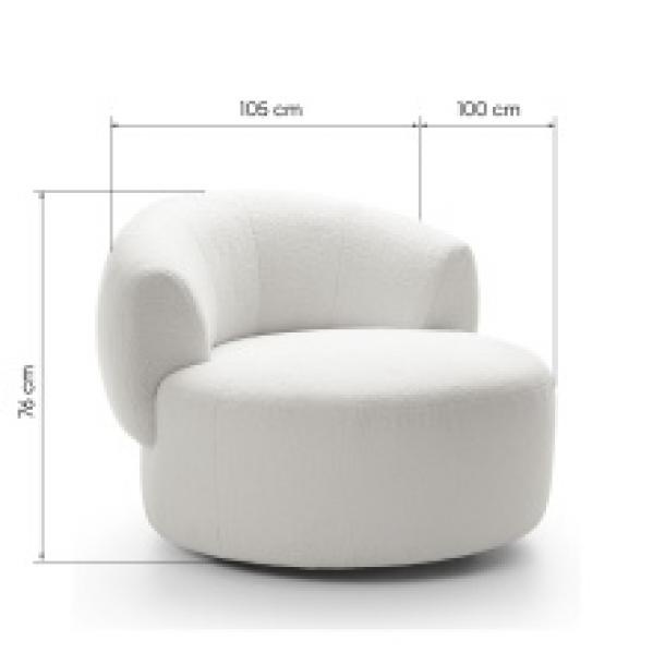 Fotel obrotowy Tisso 105 cm, zaokrąglony, boucle