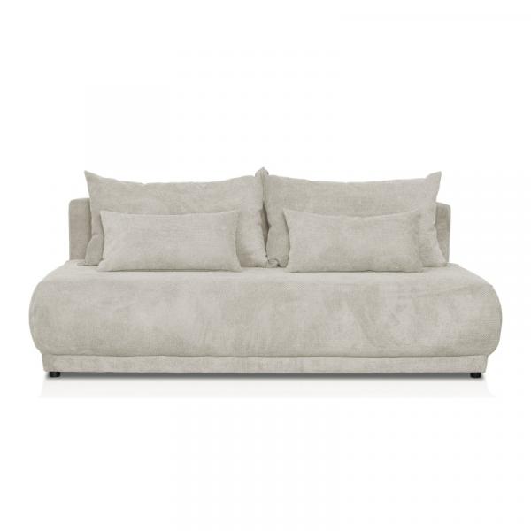 Sofa z funkcją spania i pojemnikiem Bari, szarobeżowa, obłe kształty