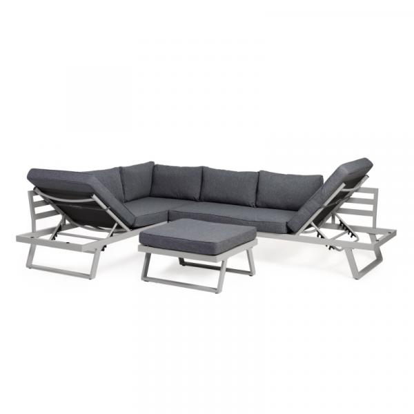 OU-1558 Narożnik ogrodowy ze stolikiem Lafoole Lunge, spun poly, jasnoszary