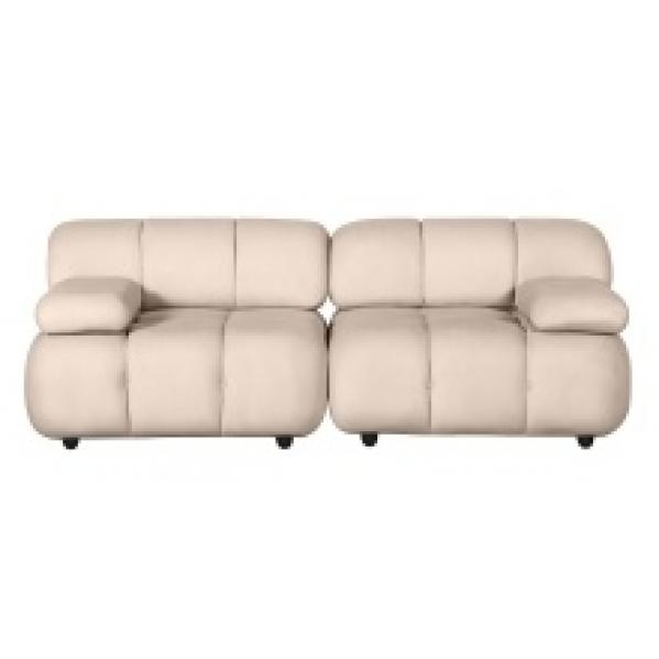 Sofa modułowa Fluf Big 2-częściowa, jasnobeżowa, welurowa