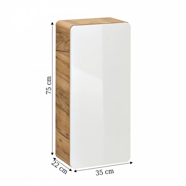 OU-1536 Szafka łazienkowa wisząca Aruba 75x35x22 cm biały bianco/dąb craft złoty