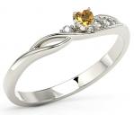 Pierścionek z białego złota z topazem Swarovski Honey i cyrkoniami BP-81B-TOP-HON/C