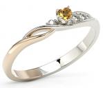 Pierścionek z białego i różowego złota z topazem Swarovski Honey i cyrkoniami BP-81BP-TOP-HON/C