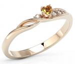 Pierścionek z różowego złota z topazem Swarovski Honey i cyrkoniami BP-81P-TOP-HON/C