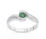 Pierścionek z białego złota ze szmaragdem i brylantami 0,14 ct wzór BP-2839B