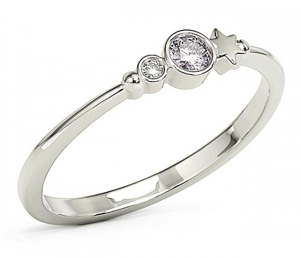 Pierścionek z białego złota z cyrkoniami Swarovski Lawenda BP-6711B-C/LAV
